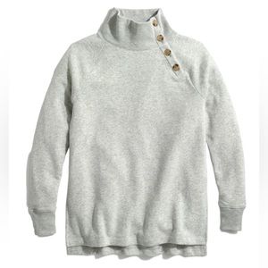 J. Crew Wide-button Collar Tunic Sweatshirt in Cloud-spun Fleece